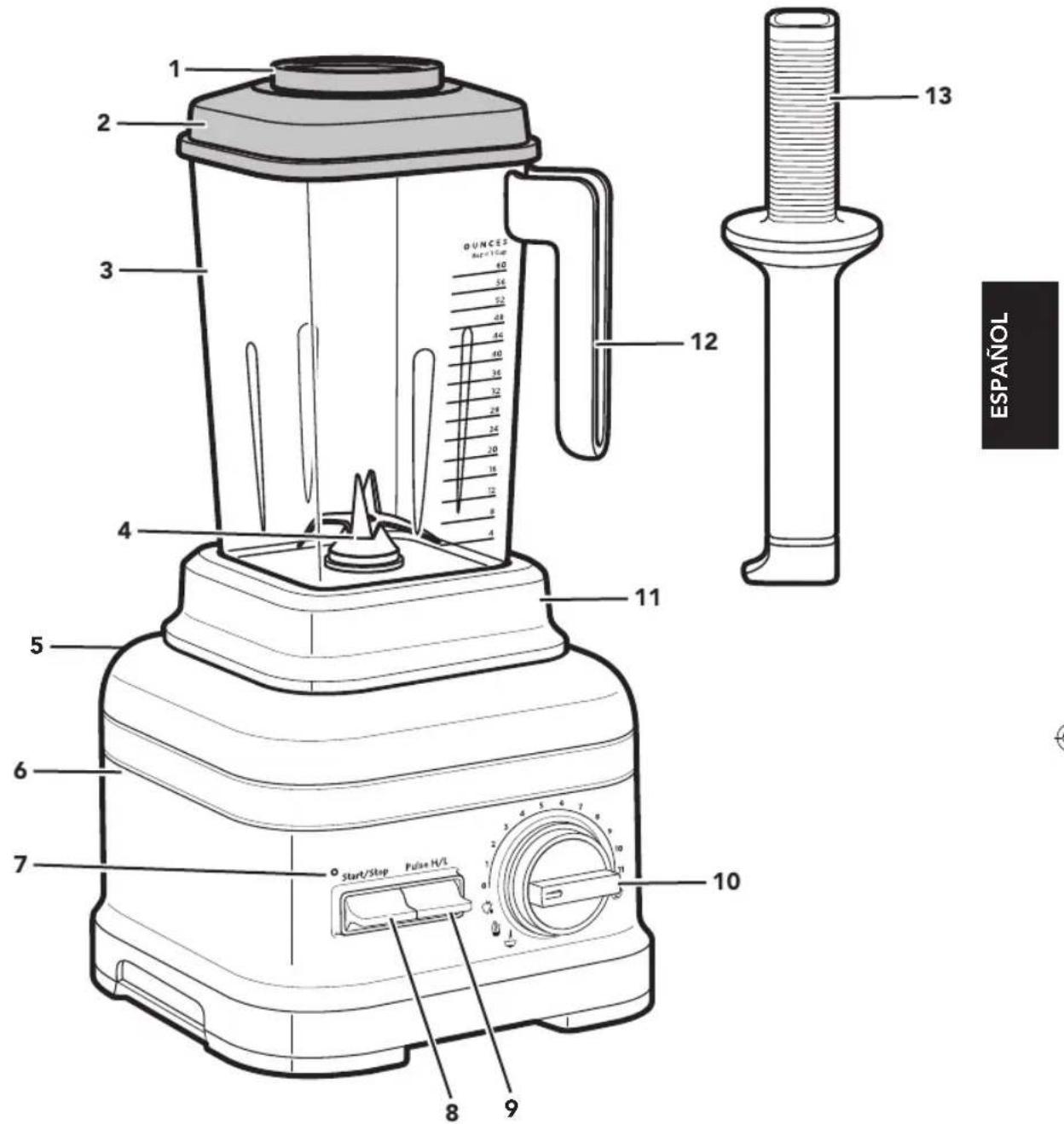 KITCHENAID KSB8270CA - PIEZAS Y CHARACTERISTICAS - 1