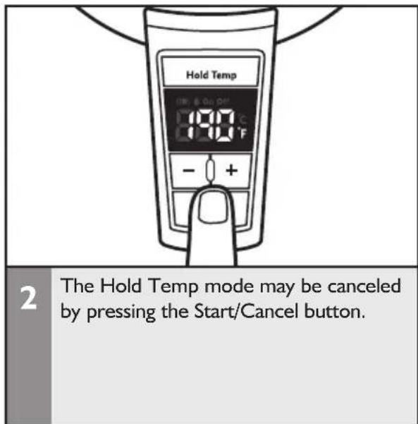 KITCHENAID KEK1222SX - Using the Hold Temp mode - 2