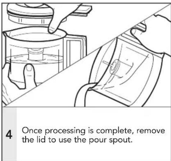 4 Once processing is complete, remove the lid to use the pour spout.