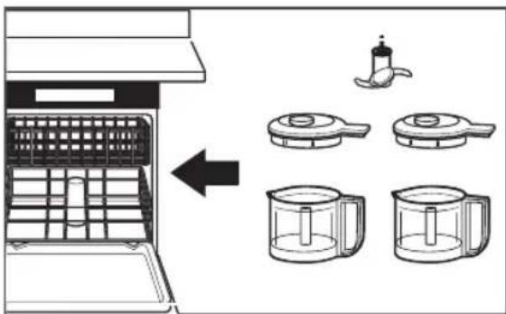 Diagram showing a kitchen appliance with labeled parts including a refrigerator, kitchen sink, and two separate kitchen units.