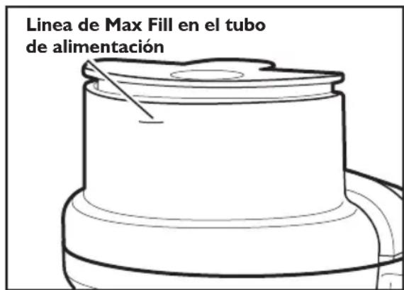 Linea de Max Fill en el tubo de alimentación