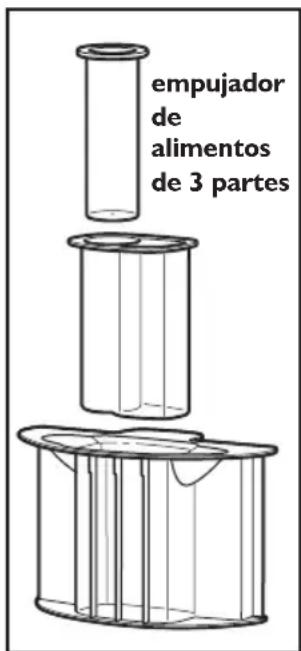 empujador de alimentos de 3 partes