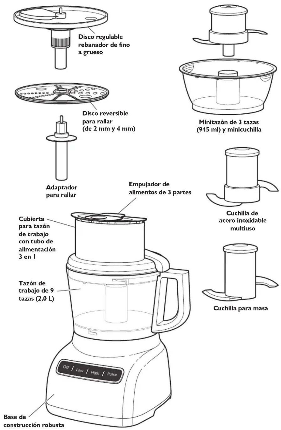 KITCHENAID KFP0922OB - Piezas y características - 1
