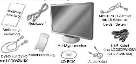 NEC MultiSync LCD225WNX - Inhalt der Verpackung - 1