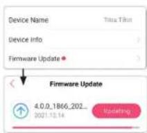 Device Name Device Info Firmware Update Firmware Update 4.0.0_1866_202_ 2021.12.14 Updating