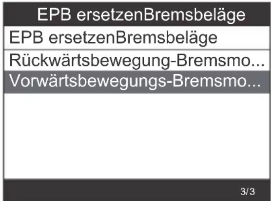 VOLTCRAFT VCOBD9610 - Wählen Sie [Vorwärtsbewegungs-Bremsmotor] und drücken Sie die Taste OK (2), um fortzufahren. - 1