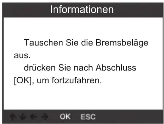 VOLTCRAFT VCOBD9610 - Wählen Sie [EPB ersetzenBremsbeläge] und drücken Sie die Taste OK (2). - 4