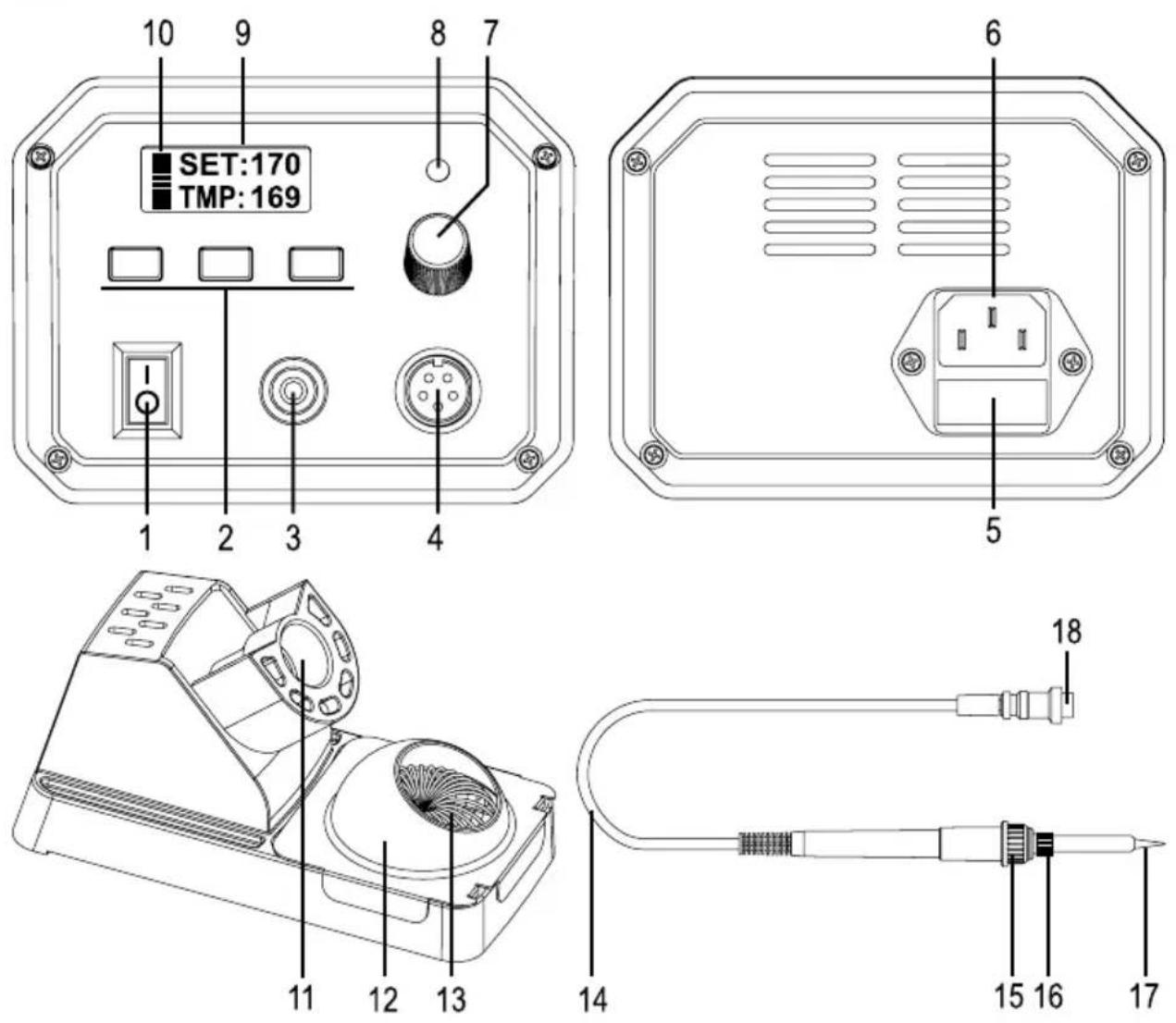 Toolcraft ST100 HF - Bedieningselementen - 1