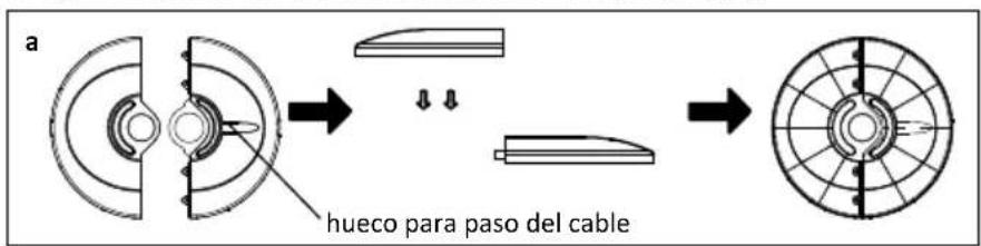 a hueco para paso del cable