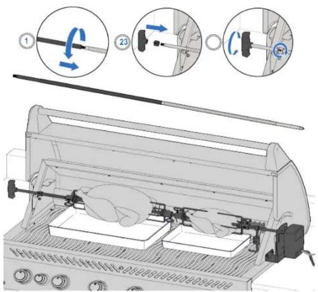 Technical diagram showing mechanical assembly with numbered components and directional arrows indicating motion or movement.