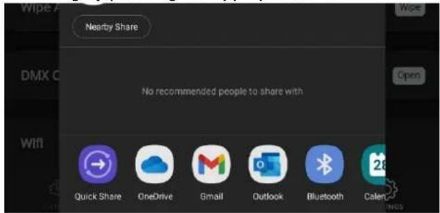 Wipe A Nearby Share No recommended people to share with Quick Share OneDrive Gmail Outlook Bluetooth Calendar