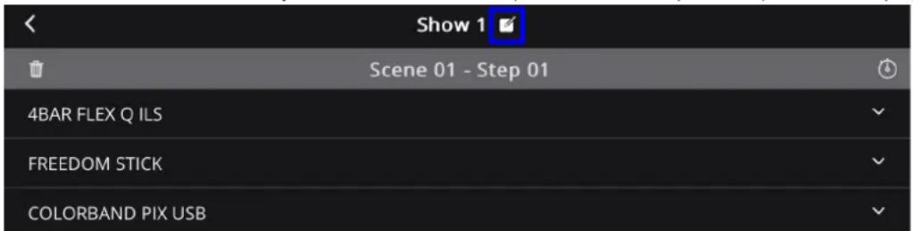 Show 1 Scene 01 - Step 01 4BAR FLEX Q ILS FREEDOM STICK COLORBAND PIX USB