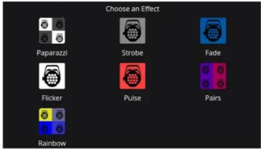 Choose an Effect Paparazzi Strobe Fade Flicker Pulse Pairs Rainbow