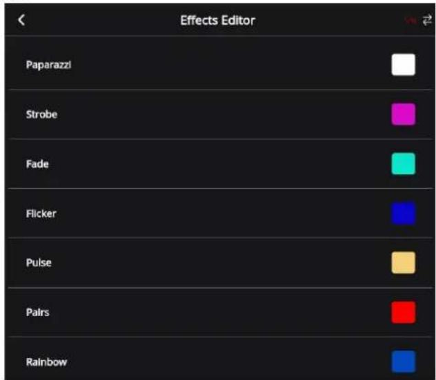 Effects Editor Paparazzi Strobe Fade Flicker Pulse Pairs Rainbow