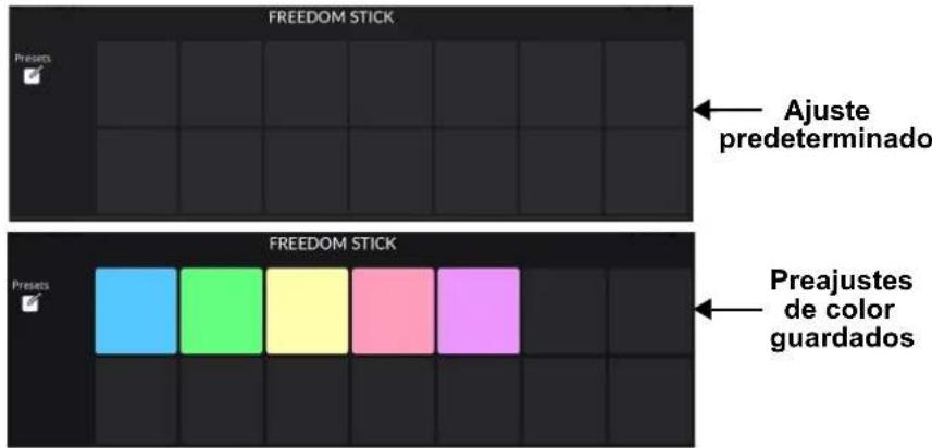 FREEDOM STICK Ajuste predeterminado FREEDOM STICK Prejustes de color guardados