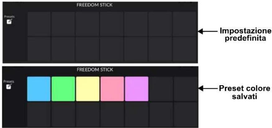 FREEDOM STICK Impostazione predefinita FREEDOM STICK Preset colore salvati
