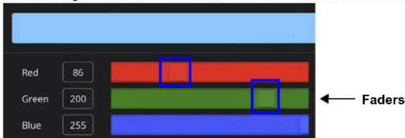 Red 86 Green 200 Blue 255 Faders