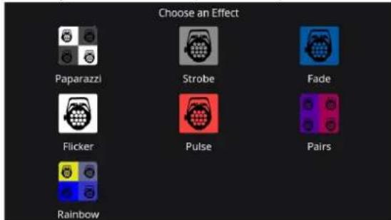 Choose an Effect Paparazzi Strobe Fade Flicker Pulse Pairs Rainbow