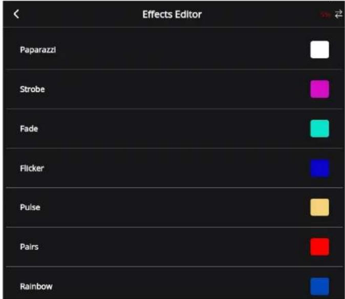 Effects Editor Paparazzi Strobe Fade Flicker Pulse Pairs Rainbow