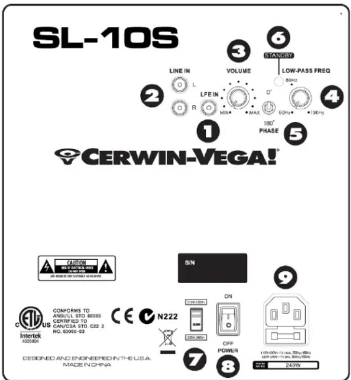Cerwin-Vega SL8 - Caractéristiques du subwoofer - 1