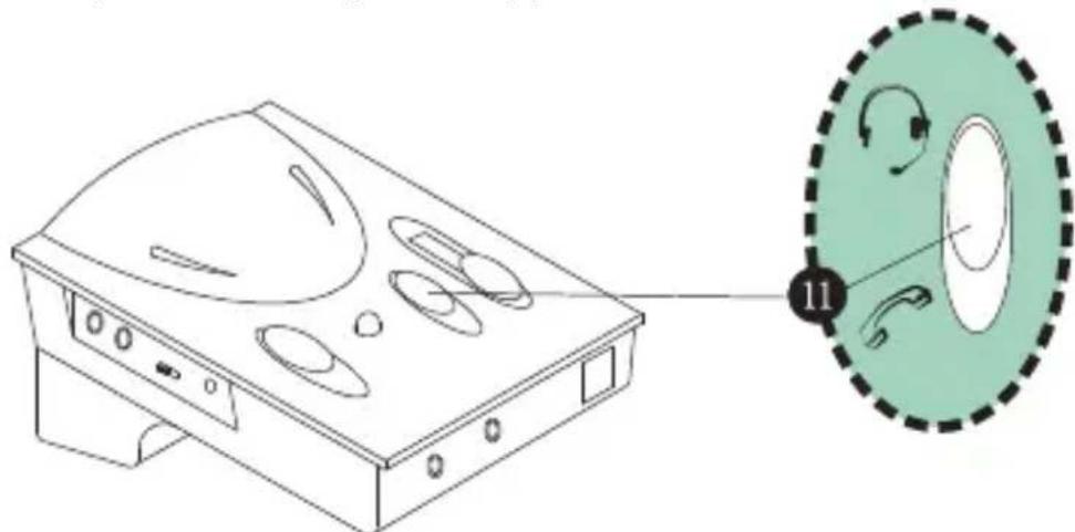 Diagram showing a device with labeled components and a circular diagram highlighting a circular component with directional arrows.