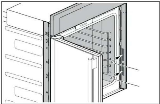 THERMADOR TWO30YS - Ubicación de la etiqueta de clasificación en hornos simples con bisagra lateral - 1