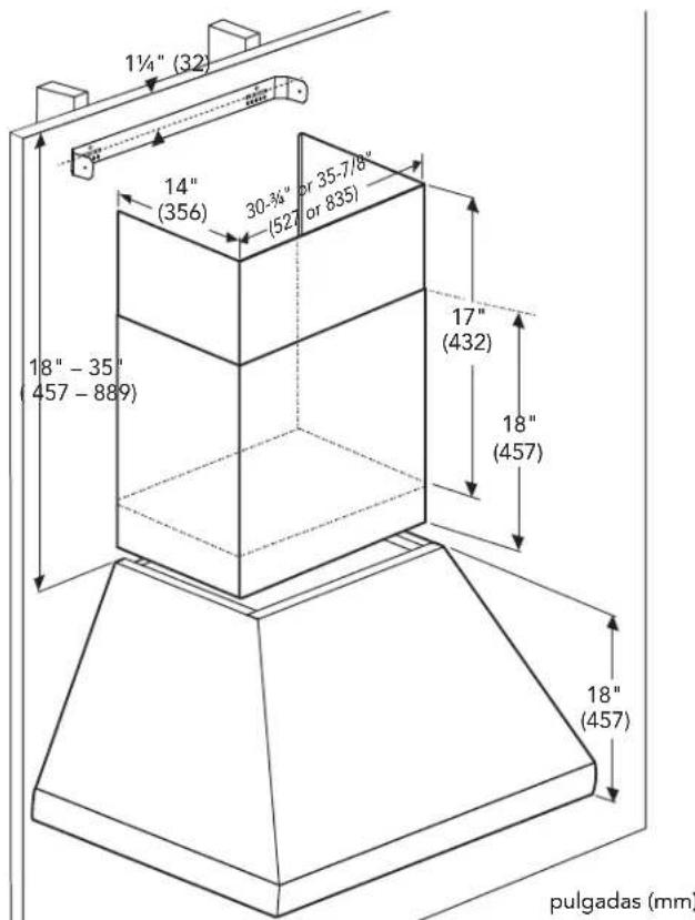 THERMADOR CHMHP48XTW - Extensión telescópica de la campana de pared de la chimenea - 2