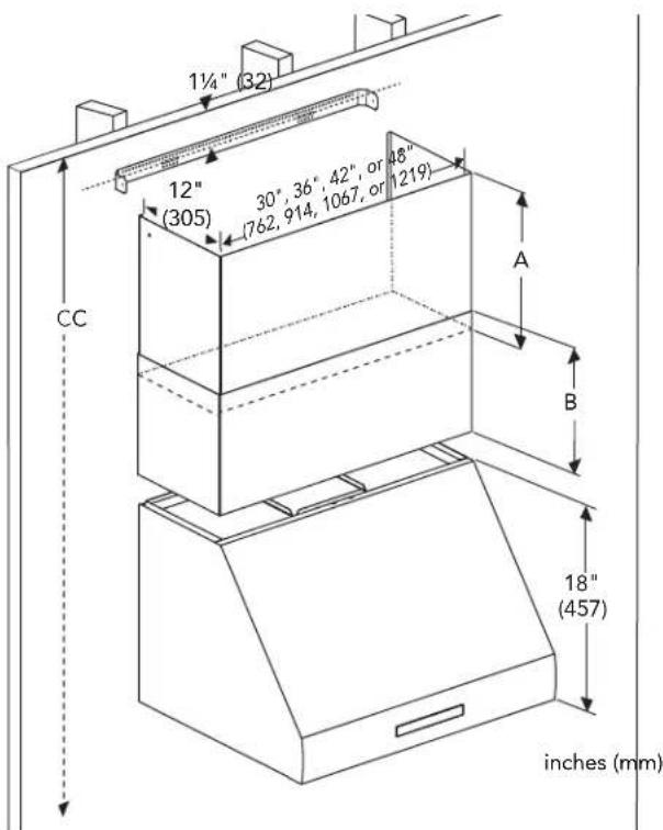 THERMADOR CHMHP366W - Fijación de la extensión telescópica de la campana de pared de la serie Thermador Professional - 2