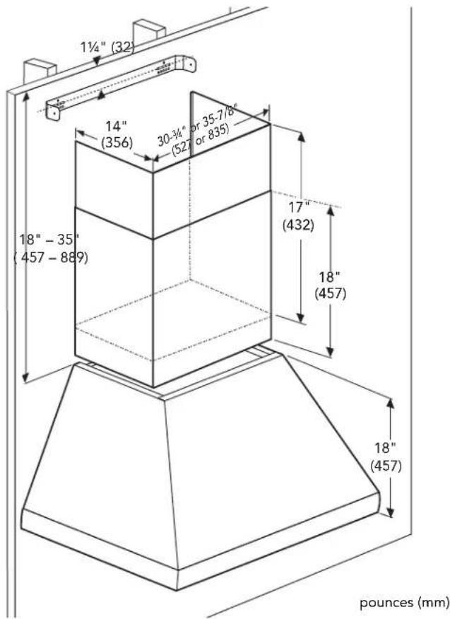 THERMADOR CHMHP36TW - Rallonge télescopique pour hotte de cheminée mural - 2