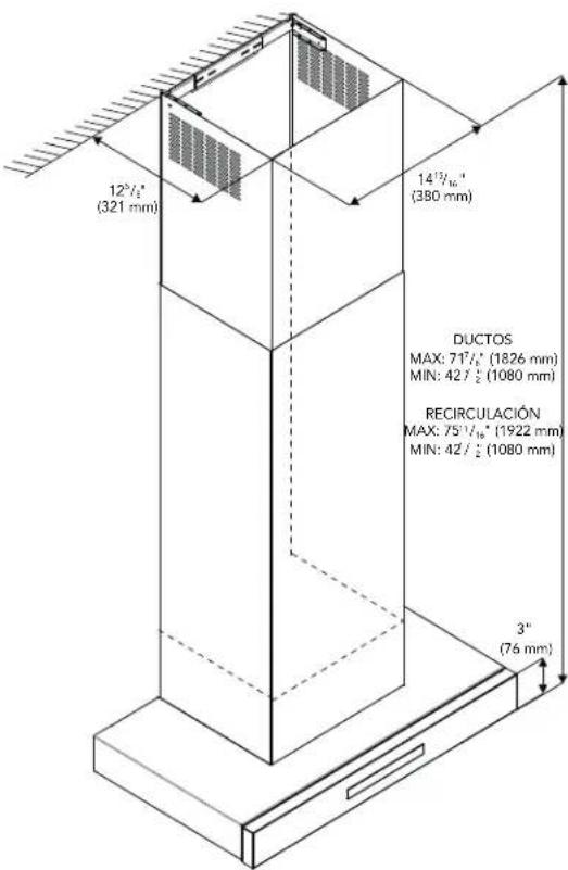 THERMADOR CHXTHDDW - Asegurar la placa de fijación de la extensión de la chimenea telescópica - 1