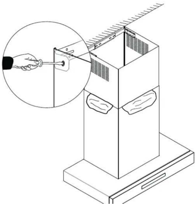 THERMADOR CHXTHDDW - Securing the telescoping duct cover extension bracket - 4