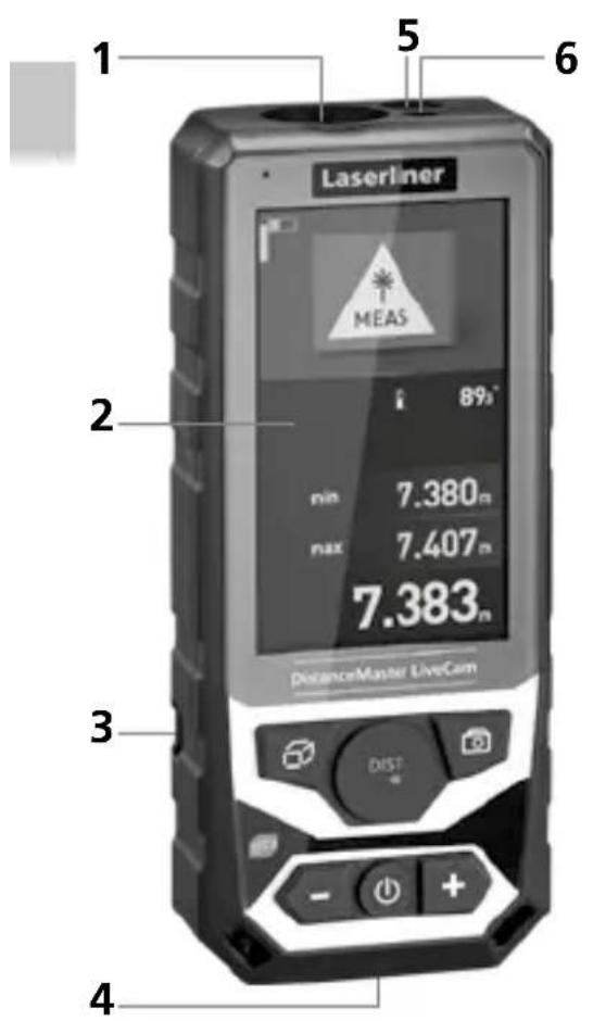 1 Laserliner MEAS 2 89° nin 7.380m nax 7.407m 7.383m 3 DIST - + + 4 6