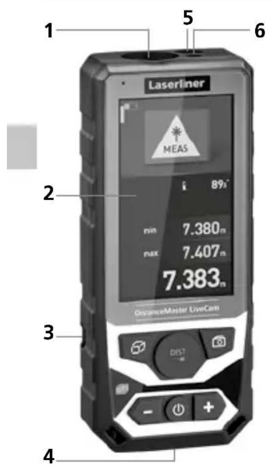1 Laserliner MEAS 2 89° min 7.380m max 7.407m 7.383m 3 DIST - + 4 6