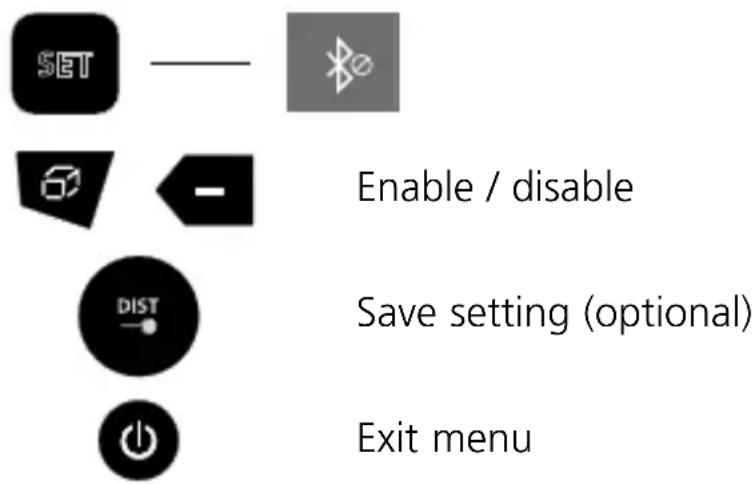 SET — Enable / disable Save setting (optional) Exit menu