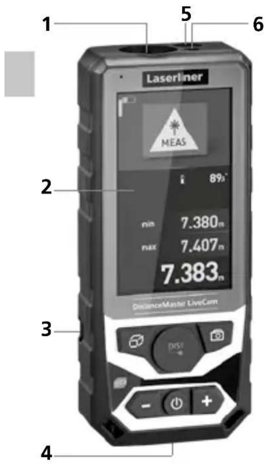 1 Laserliner MEAS 2 89° n/a 7.380m nax 7.407m 7.383m 3 DIST - + 4 6