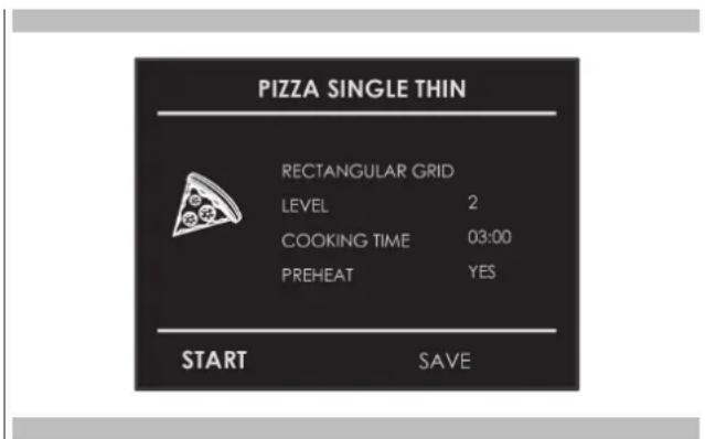 Fulgor Milano FSRC 4807 2P MK 2F X - Een vooraf ingesteld "CLASSIC PIZZA" recept selecteren: - 1