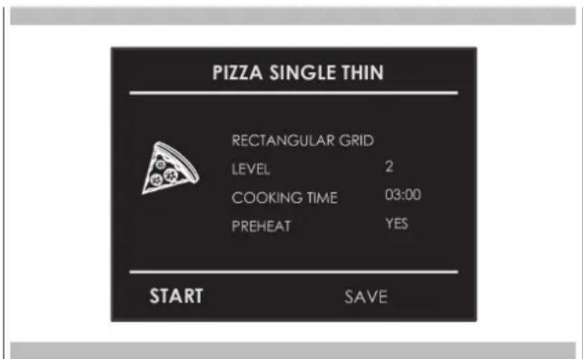Fulgor Milano FSRC 4807 2P MK 2F X - Selecting an already-set "CLASSIC PIZZA" recipe: - 1