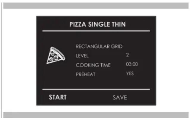 Fulgor Milano FSRC 4807 2P MK 2F X - Sélection d'une recette « PIZZA CLASSIQUE » déjà définie : - 1