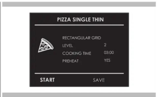Fulgor Milano FSRC 4807 2P MK 2F X - Selezionare una ricetta preimpostata "CLASSIC PIZZA": - 1