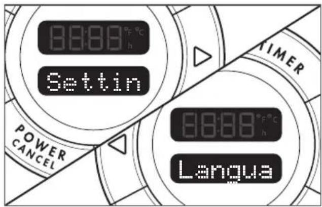 8:08:09 h Settin POWER CANCEL 8:08:09 h Langua TIMER