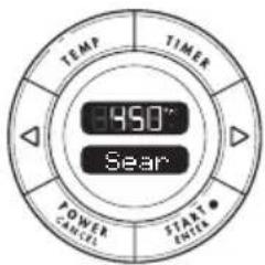 TEMP TIMER 450° Sear POWER CANCEL START ENTER