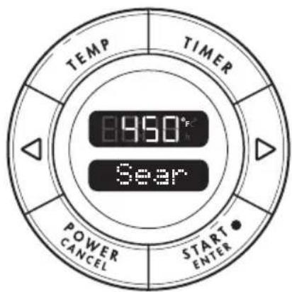 TEMP 8450°F TIMER Sear POWER CANCEL START ENTER