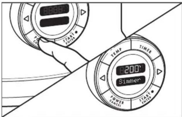 9000 TAX START TIMER TEMP TIMER 8200° SIMMER POWER CANCEL START TIMER