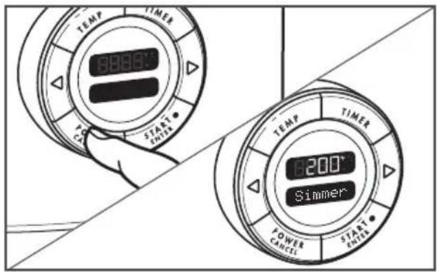TEMP TIMER 8000° START CANCE SIMMER POWER CANCEL START CANCE