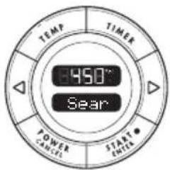 TEMP TIMER 450° Sear POWER CANCEL START ENTER