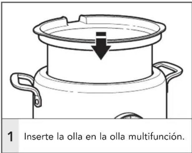 1 Inserte la olla en la olla multifunción.