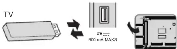 PANASONIC TX43LS500E - Isætning / Udtagning af en USB-flashenhed - 1