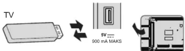 PANASONIC TX32LS500E - Isætning / Udtagning af en USB-flashenhed - 1