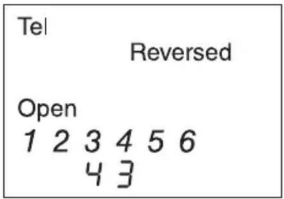 Tel Reversed Open 1 2 3 4 5 6 4 3