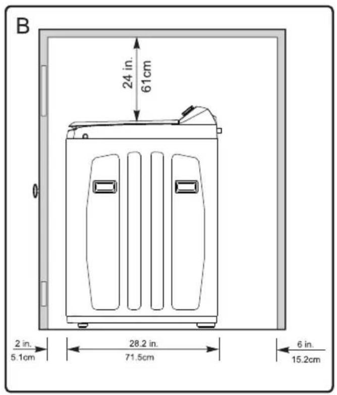 B 24 in. 61cm 2 in. 5.1cm 28.2 in. 71.5cm 6 in. 15.2cm